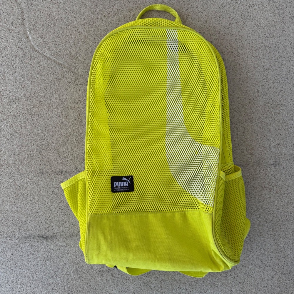 Puma Mesh Backpack Unisex OS Neon Yellow Gym Bag